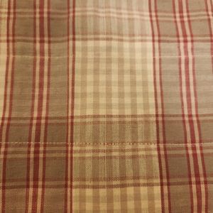 Waverly window top valance, tan, red and cream plaid